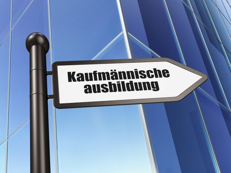 Education concept: Kaufmannische Ausbildung(german) on Building background, 3d render