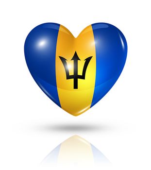 Love Barbados symbol. 3D heart flag icon isolated on white with clipping path