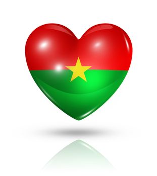 Love Burkina Faso symbol. 3D heart flag icon isolated on white with clipping path