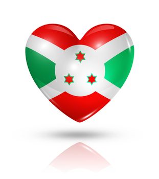 Love Burundi symbol. 3D heart flag icon isolated on white with clipping path