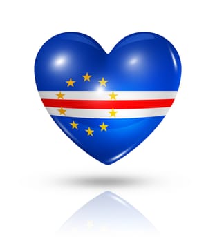 Love Cape Verde symbol. 3D heart flag icon isolated on white with clipping path