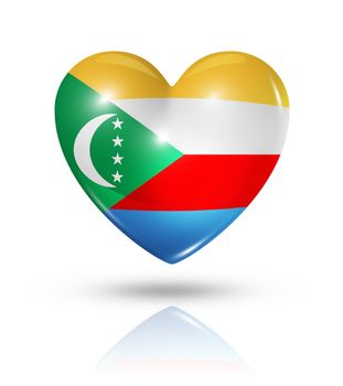 Love Comoros islands symbol. 3D heart flag icon isolated on white with clipping path