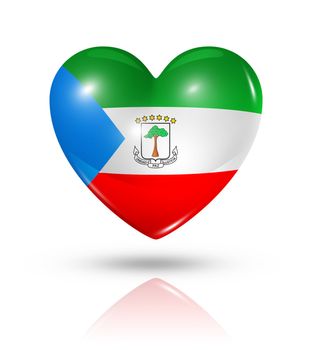 Love Equatorial Guinea symbol. 3D heart flag icon isolated on white with clipping path