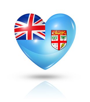 Love Fiji symbol. 3D heart flag icon isolated on white with clipping path