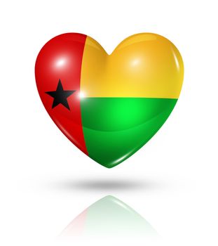 Love Guinea Bissau symbol. 3D heart flag icon isolated on white with clipping path