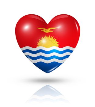Love Kiribati symbol. 3D heart flag icon isolated on white with clipping path