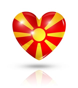 Love Macedonia symbol. 3D heart flag icon isolated on white with clipping path