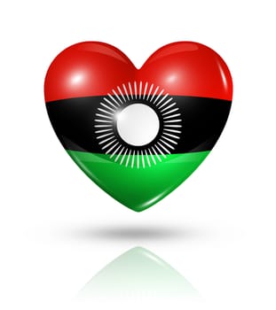 Love Malawi symbol. 3D heart flag icon isolated on white with clipping path