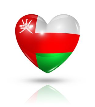 Love Oman symbol. 3D heart flag icon isolated on white with clipping path