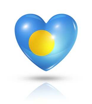 Love Palau symbol. 3D heart flag icon isolated on white with clipping path