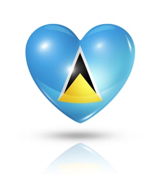 Love Saint Lucia symbol. 3D heart flag icon isolated on white with clipping path