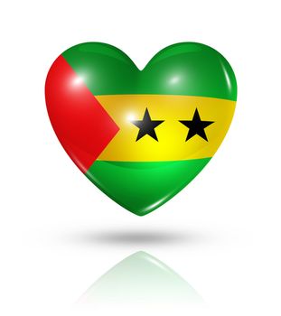 Love Sao Tome and Principe symbol. 3D heart flag icon isolated on white with clipping path