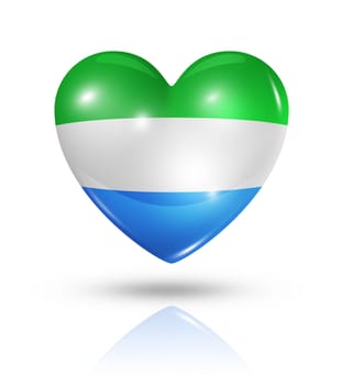 Love Sierra Leone symbol. 3D heart flag icon isolated on white with clipping path