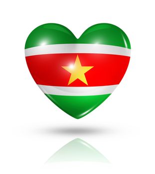 Love Suriname symbol. 3D heart flag icon isolated on white with clipping path