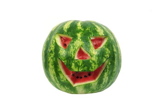 Halloween Watermelon, green colour, smile and happy