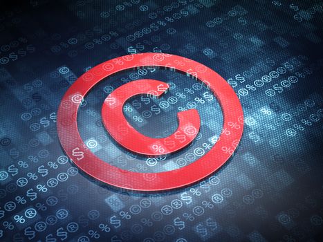 Law concept: Blue Copyright on digital background, 3d render