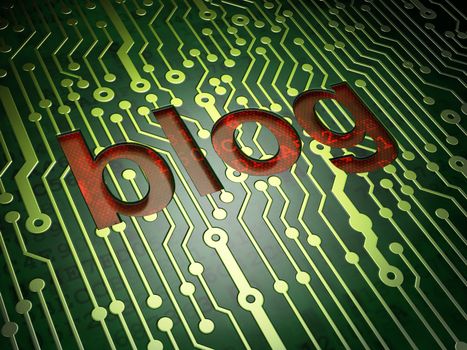 SEO web design concept: circuit board with word Blog, 3d render