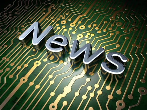 News concept: circuit board with word News, 3d render