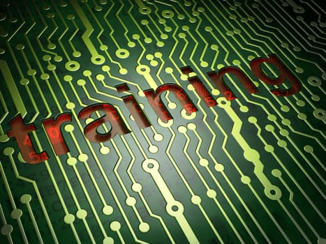 Education concept: circuit board with word Training, 3d render