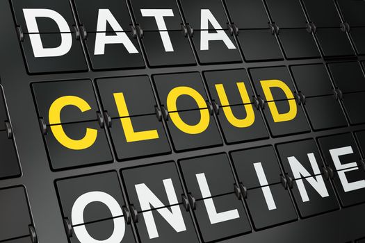 Networking concept: Cloud on airport board background, 3d render