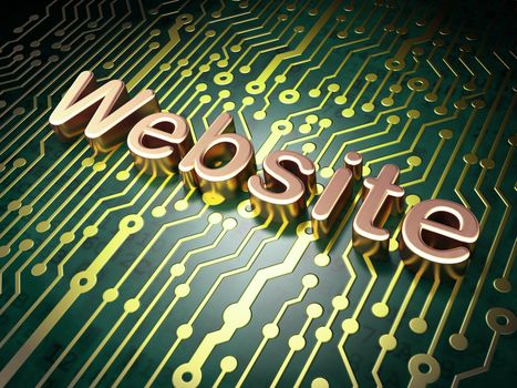 SEO web design concept: circuit board with word Website, 3d render