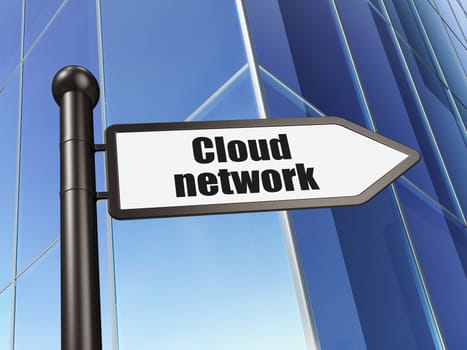 Cloud computing concept: Cloud Network on Building background, 3d render