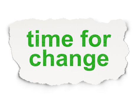 Time concept: torn paper with words Time for Change on Paper background, 3d render
