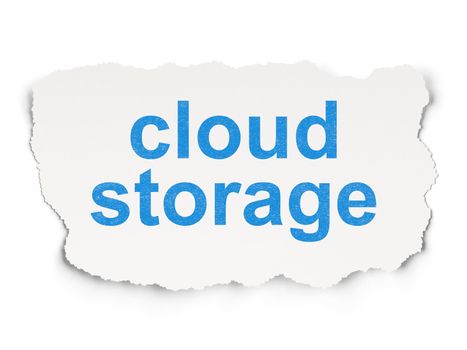 Privacy concept: torn paper with words Cloud Storage on Paper background, 3d render