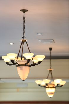 Classic brass chandelier in living room
