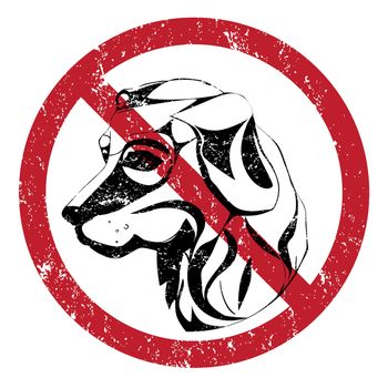 Banning stamp, ilustration of the forbidden acces with dogs 