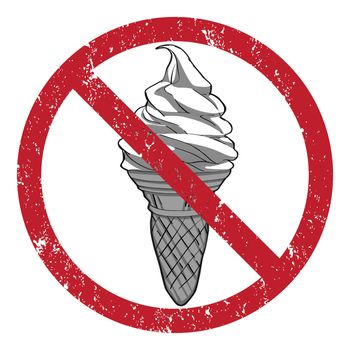 Ice cream banned stamp illustration isolated on white 