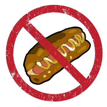 Hot dog banned stamp isolated on white