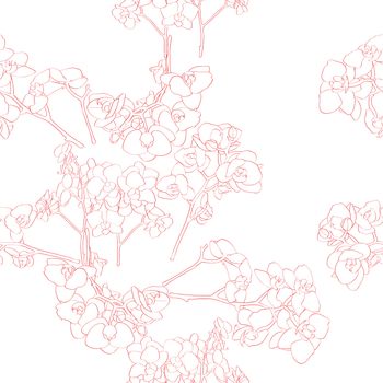 Seamless retro pattern with orchid, hand drawn illustration of a new shabby chic embroidery motif with flowers