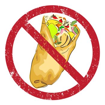 Shawarma banned stamp illustration isolated on white