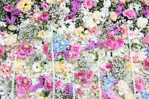 Beautiful real flower background for wedding backdrop