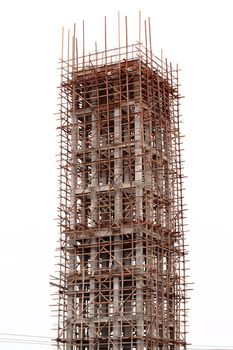 Tower construction in white sky