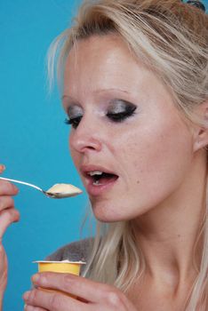 young woman eatin cream