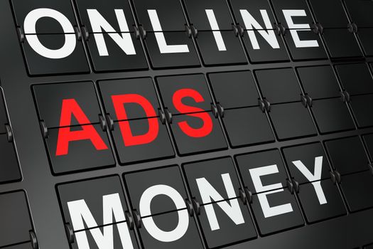 Marketing concept: Ads on airport board background, 3d render
