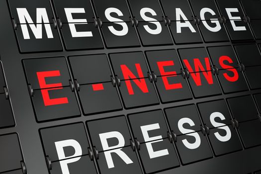 News concept: E-news on airport board background, 3d render