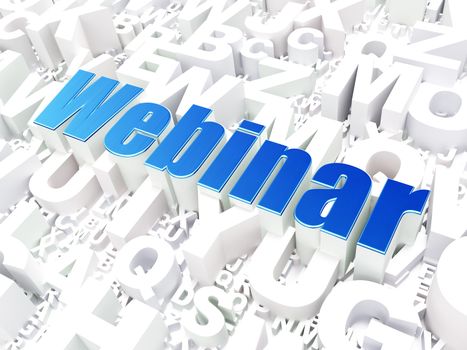 Education concept: Webinar on alphabet  background, 3d render