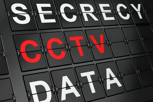 Privacy concept: CCTV on airport board background, 3d render
