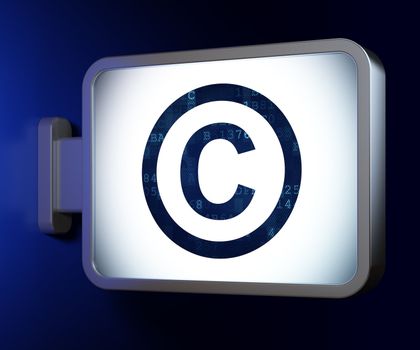 Law concept: Copyright on advertising billboard background, 3d render