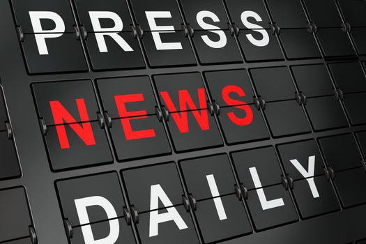 News concept: News on airport board background, 3d render