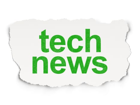 News concept: torn paper with words Tech News on Paper background, 3d render