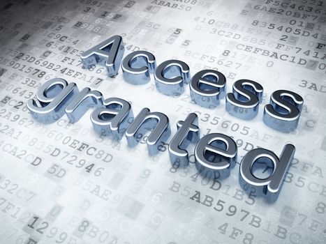 Privacy concept: Silver Access Granted on digital background, 3d render