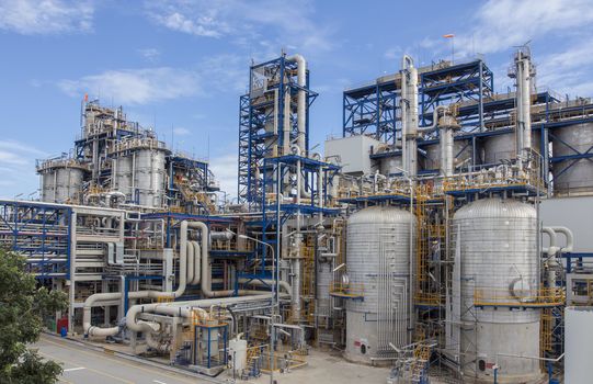 Big structure of petrochemical plant wit blue sky