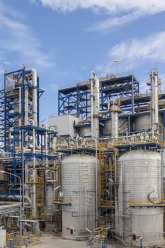 Big structure of petrochemical plant wit blue sky