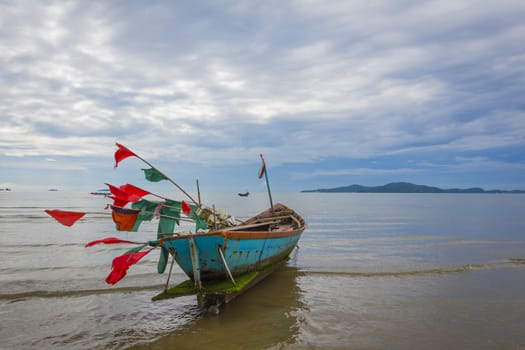 Fishing boat with morning sky , Rayong bay -Thailand