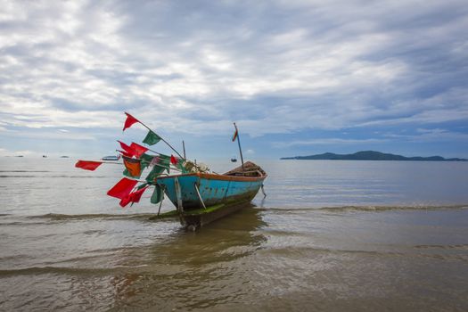 Fishing boat with morning sky , Rayong bay -Thailand