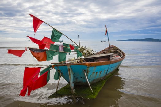 Fishing boat with morning sky , Rayong bay -Thailand